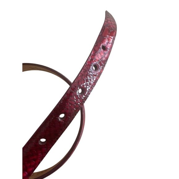 W. Kleinberg Womens Red Embossed Python Leather Belt With Gold Buckle Size S - Picture 3 of 7